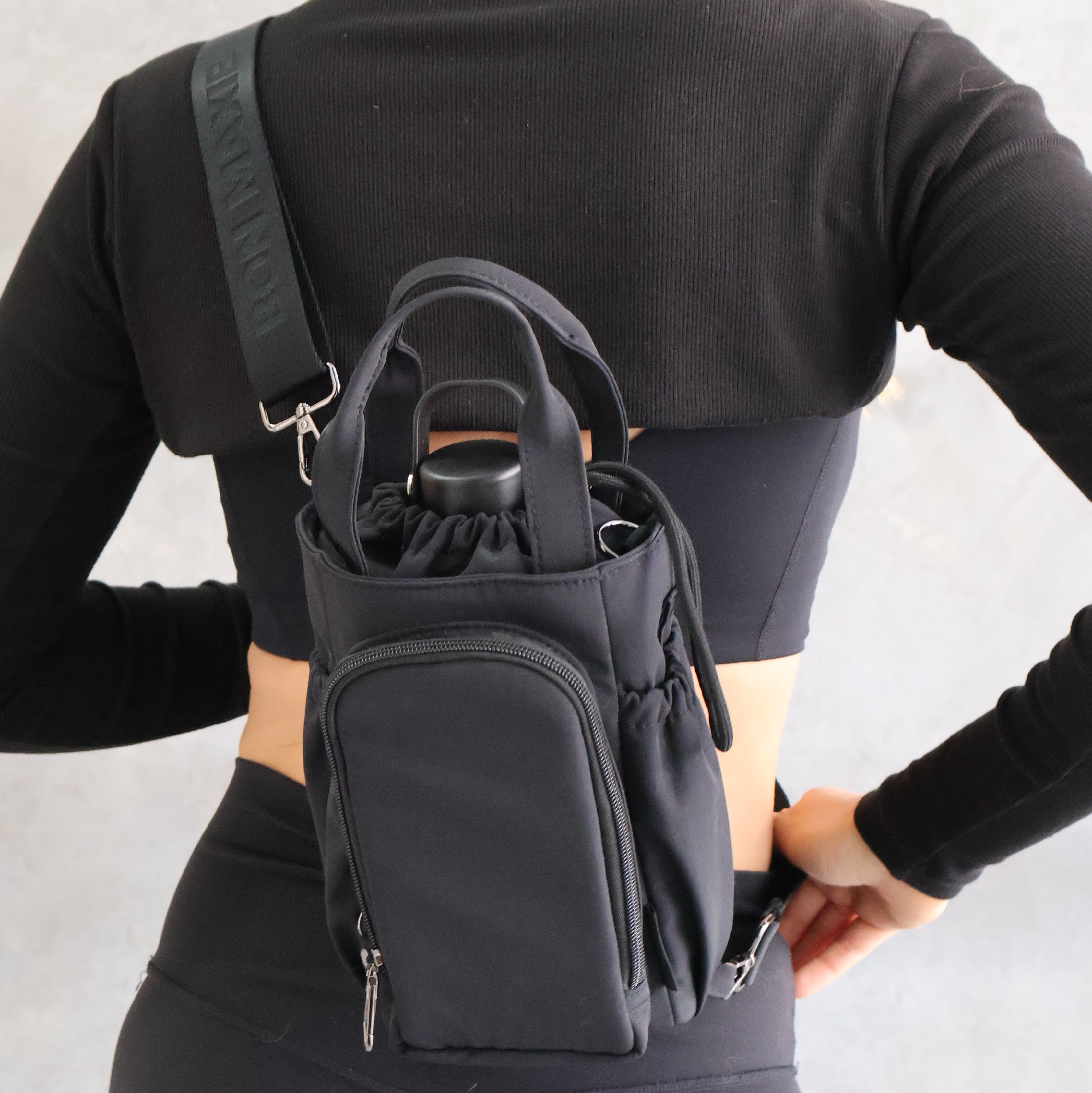 Multi-Wear Drink Bottle Bag with handles - Black