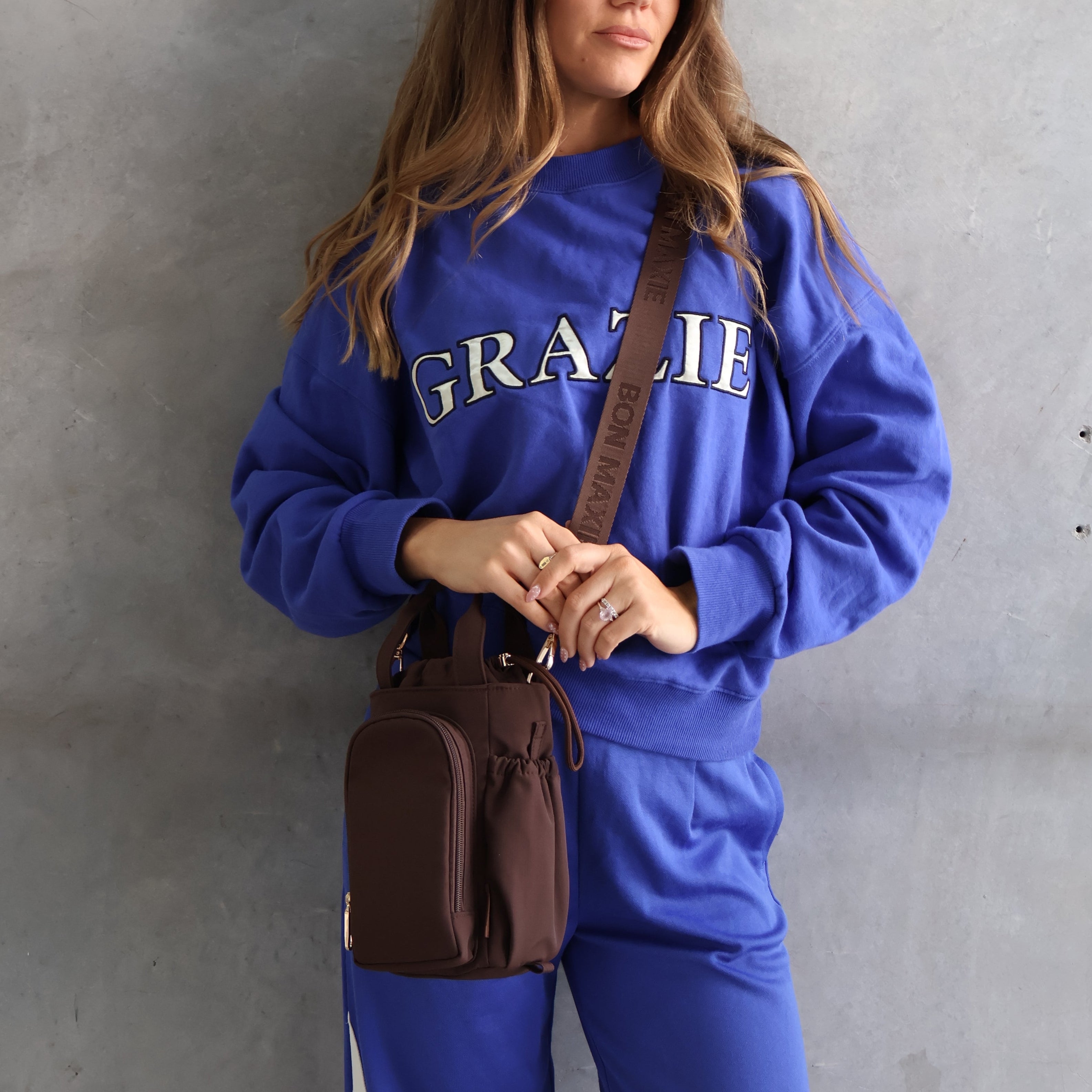 Multi-Wear Water Bottle Bag - Crossbody, Backpack, Sling, Handles - Chocolate