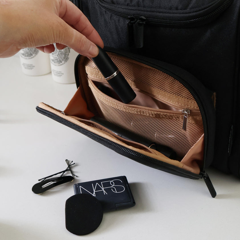 Large Bon Voyage Travel Toiletry Bag + Detachable Pouch - Black