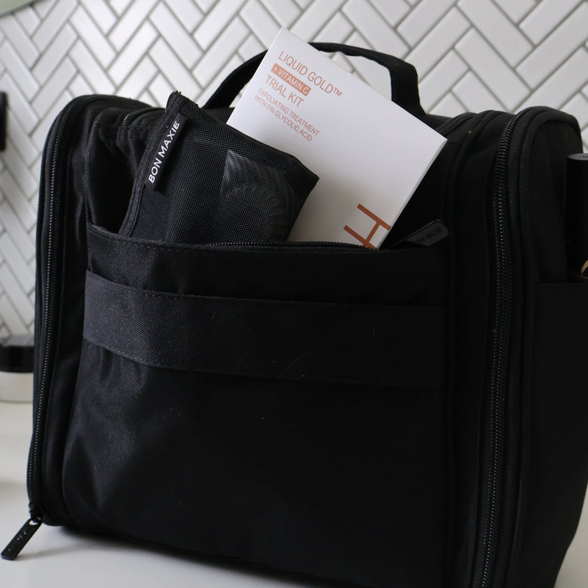 Large Bon Voyage Travel Toiletry Bag + Detachable Pouch - Black