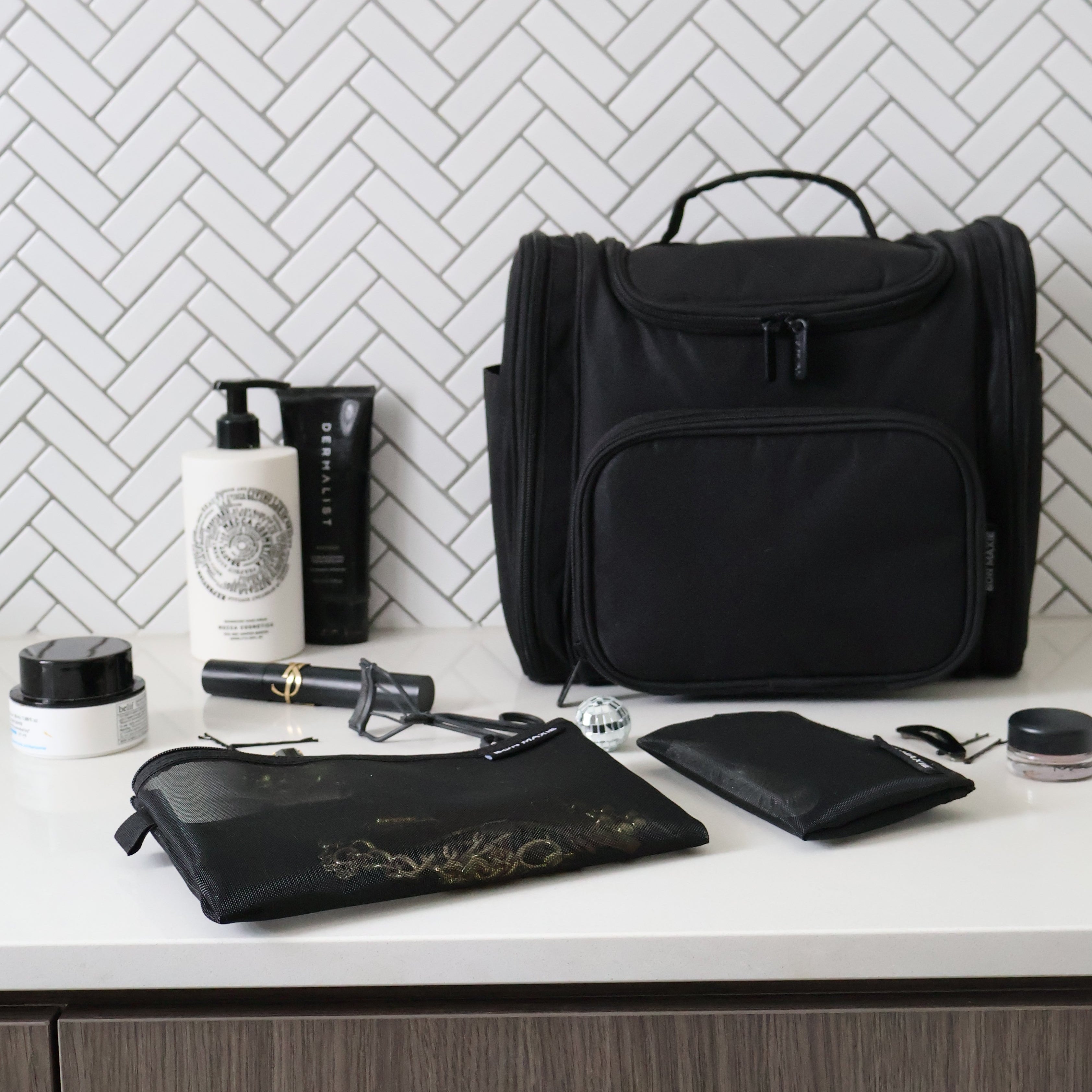 Mega Hanging Toiletry Bag + Day Pouch + Pouch Duo - Black