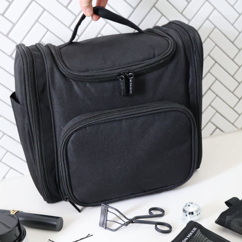 Large Bon Voyage Travel Toiletry Bag + Detachable Pouch - Black