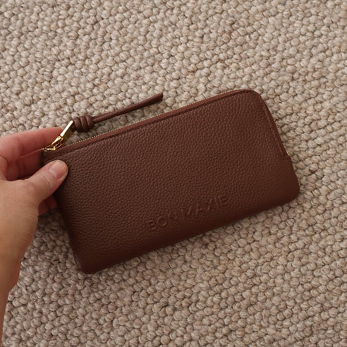 Slimline Wallet - Pebbled Leather - Chocolate