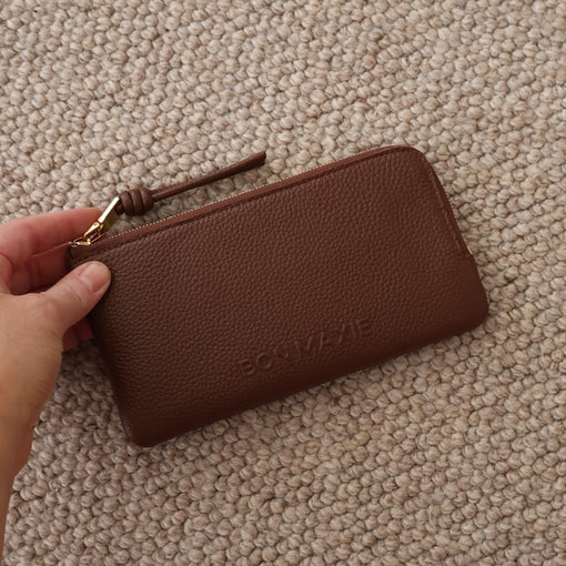 Slimline Wallet - Pebbled Leather - Chocolate