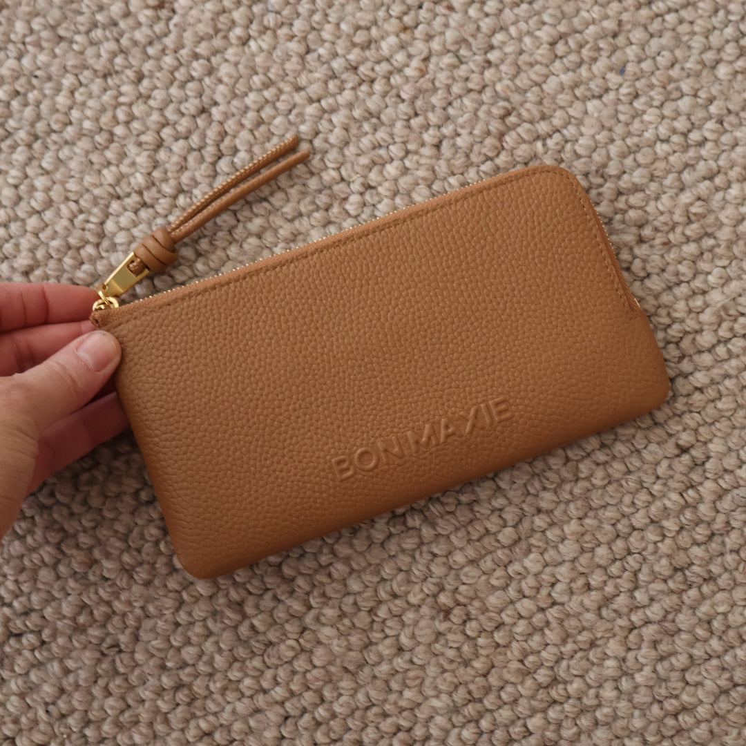 Slimline Leather Wallet in pebbled leather - Tan
