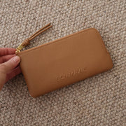 Slimline Leather Wallet in pebbled leather - Tan