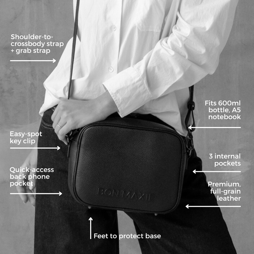 Sidekick Leather Crossbody Bag -- Black