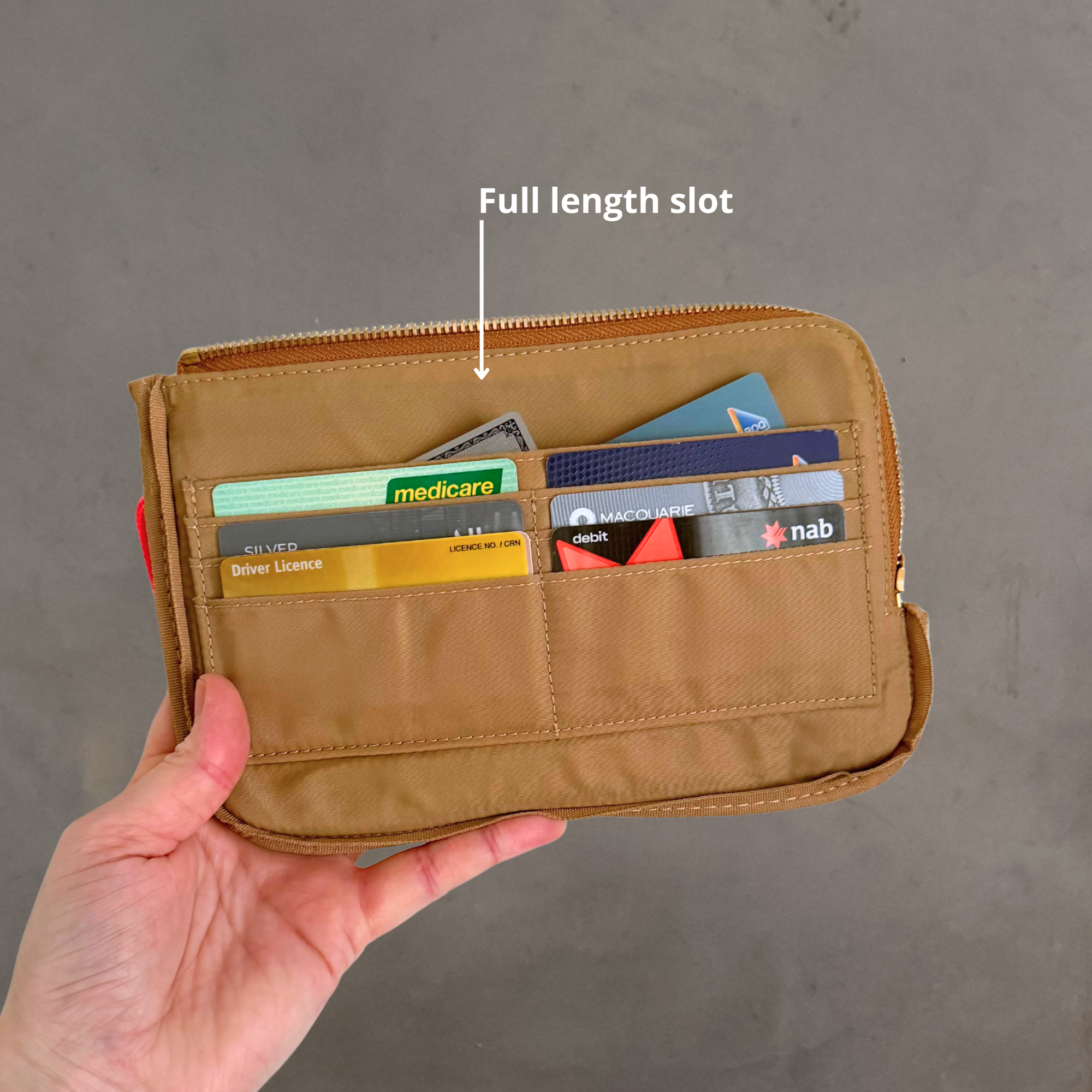 Crossbody Phone Wallet Pouch in pebbled leather, 2 straps  - Tan