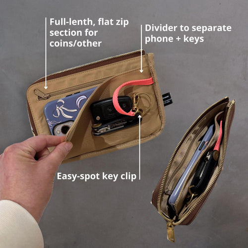 The Crossbody Phone Wallet - Pebbled Leather -- Black