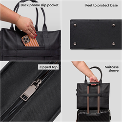 Large Bon Vivant Structured Tote Bag -- Black Houndstooth