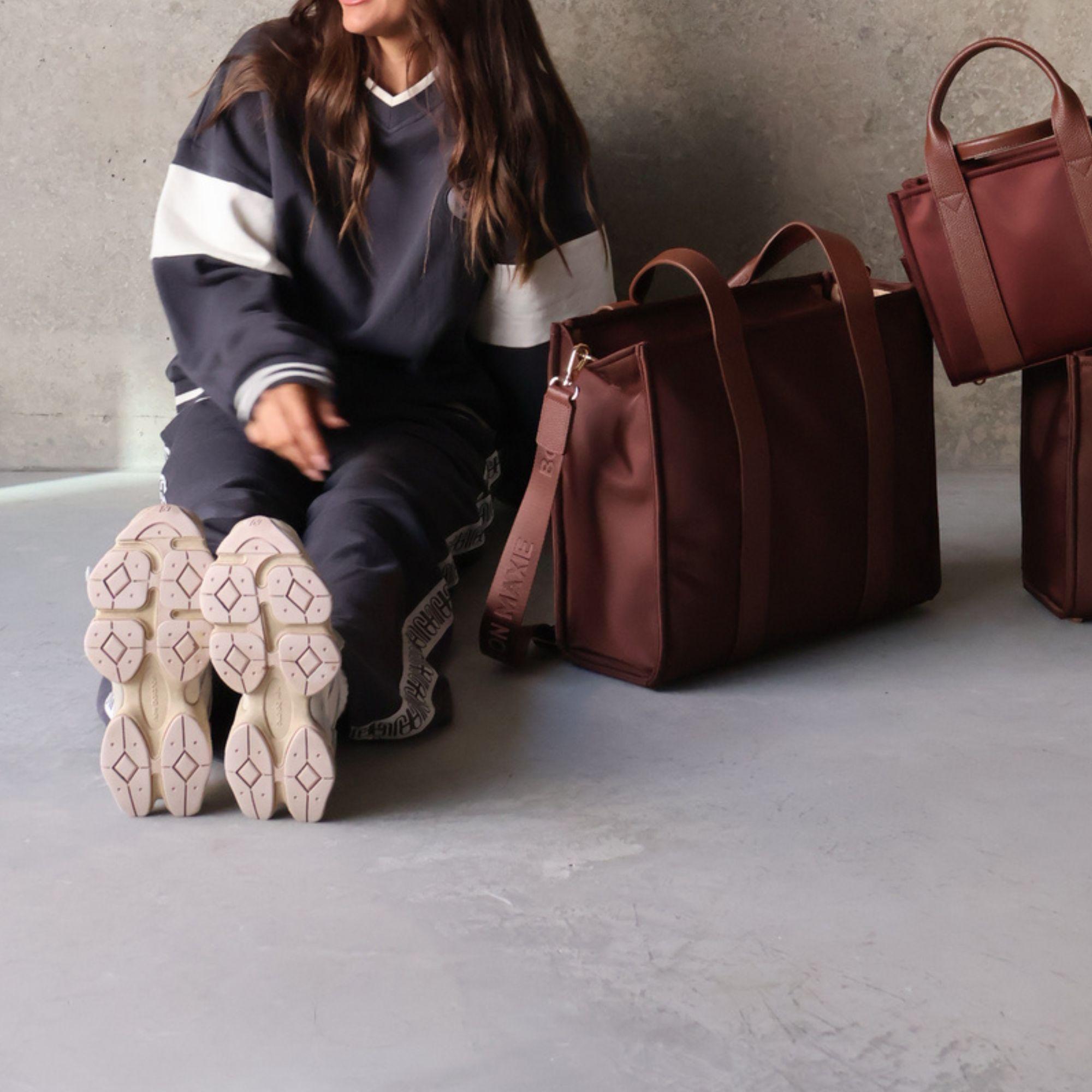Large Structured Tote - Nylon/Leather - Chocolate