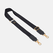 Adjustable Crossbody Bag Strap in nylon + leather - Black