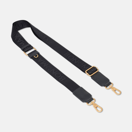 Adjustable Crossbody Bag Strap in nylon + leather - Black