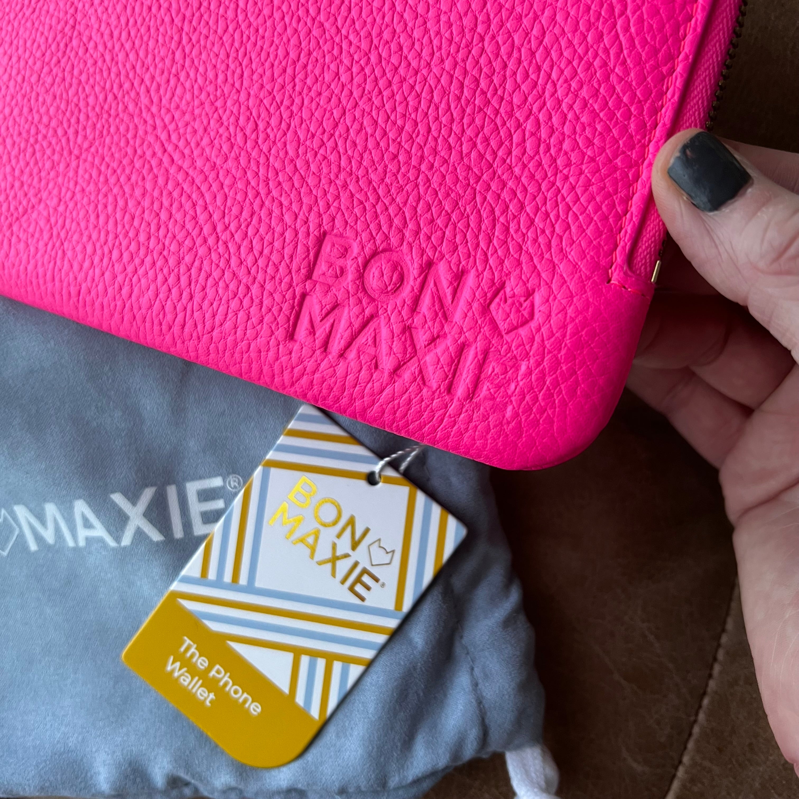 *SECONDS SALE* Leather Phone Wallet Pouch -- Neon Pink