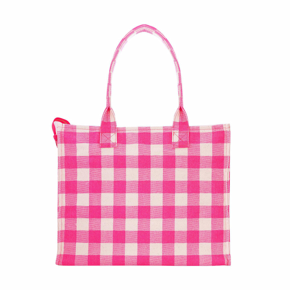 Bon Vivant Tote Bag - Neon Pink Gingham