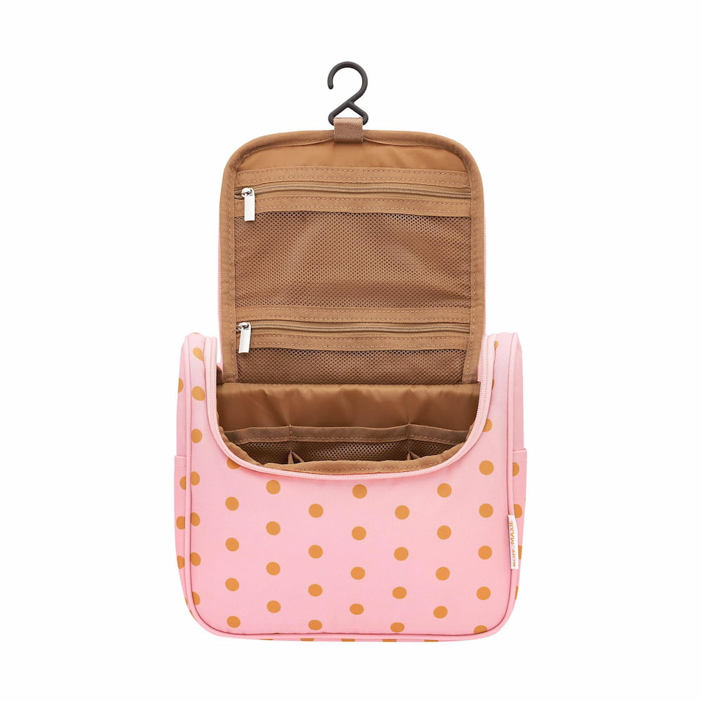 Bon Voyage Travel Toiletry Bag - Pink/Mustard Dot