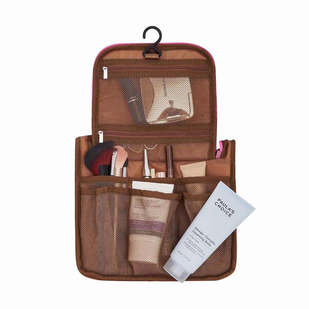 Bon Voyage Travel Toiletry Bag in Neon Pink Gingham Cosmetic Vanity Case BON MAXIE