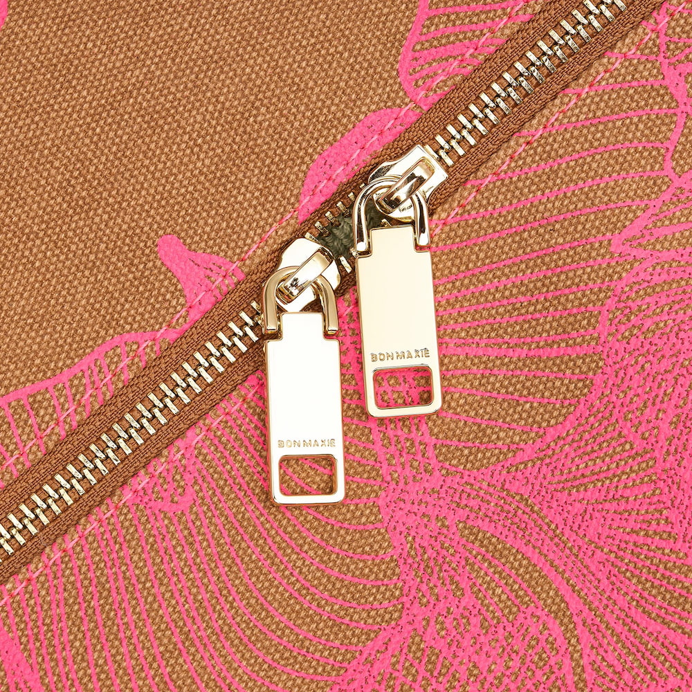 Bon Voyage Weekender Bag - Neon Pink / Tan Floral zip