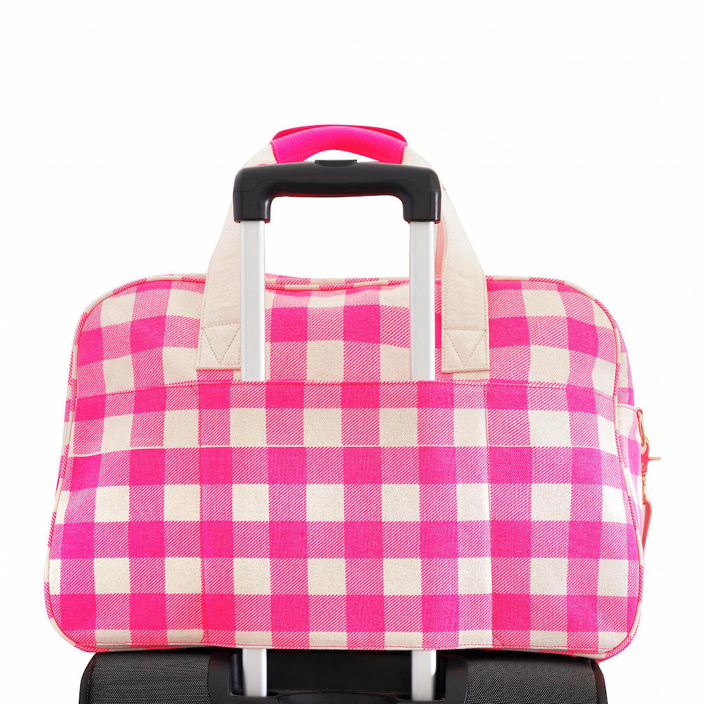 Bon Voyage Weekender Bag - Neon Pink Gingham