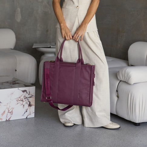 Large Structured Tote Bag - Burgundy