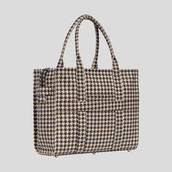 Large Bon Vivant Structured Tote Bag - Black Houndstooth Bags