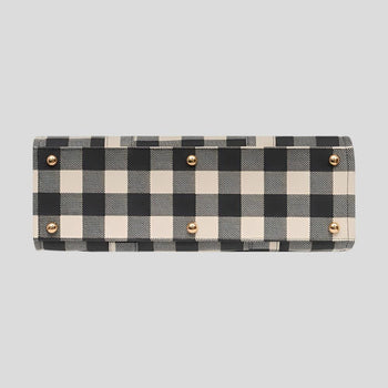 Large Bon Vivant Structured Tote Bag - Black Gingham Bags Gold