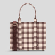 Large Structured Coated Canvas Tote -- Chocolate Gingham
