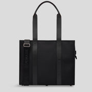 Large Structured Tote Bag - Black (Leather/Nylon)