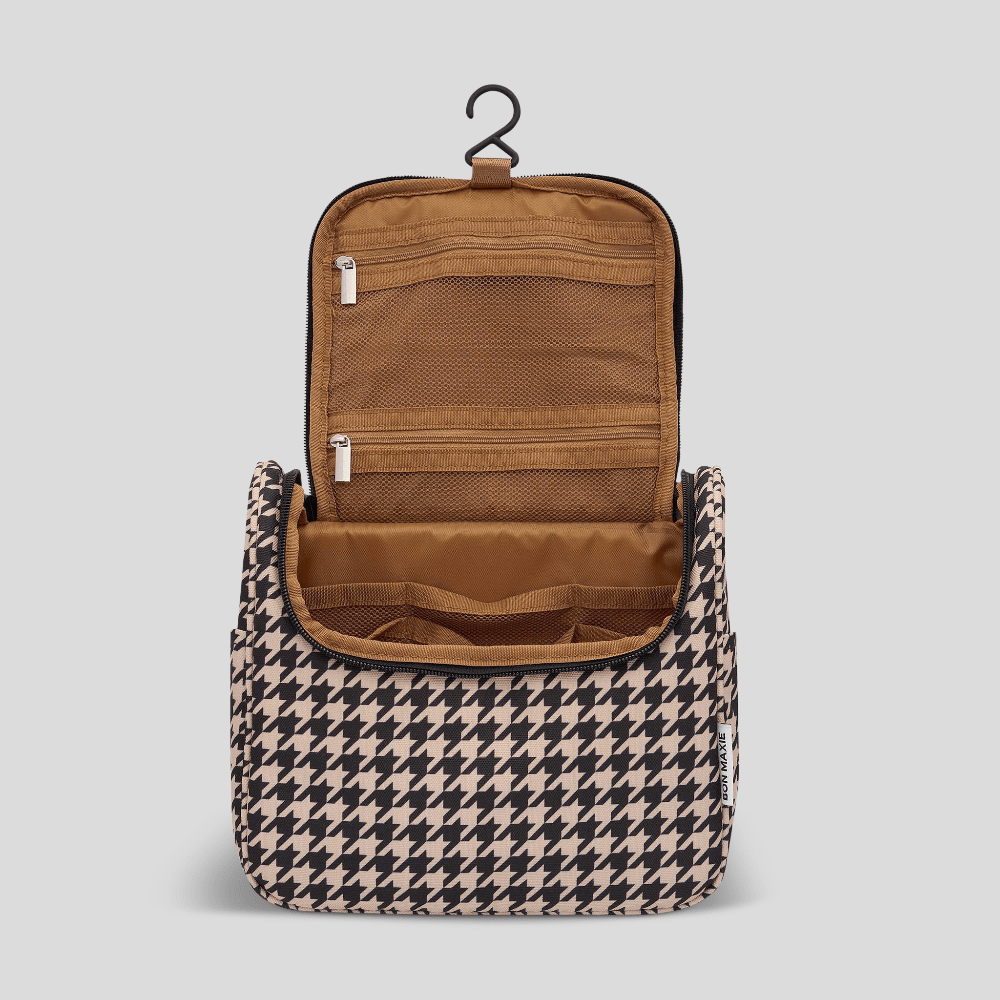 Bon Voyage Travel Toiletry Bag - Black Houndstooth Toiletry Bags