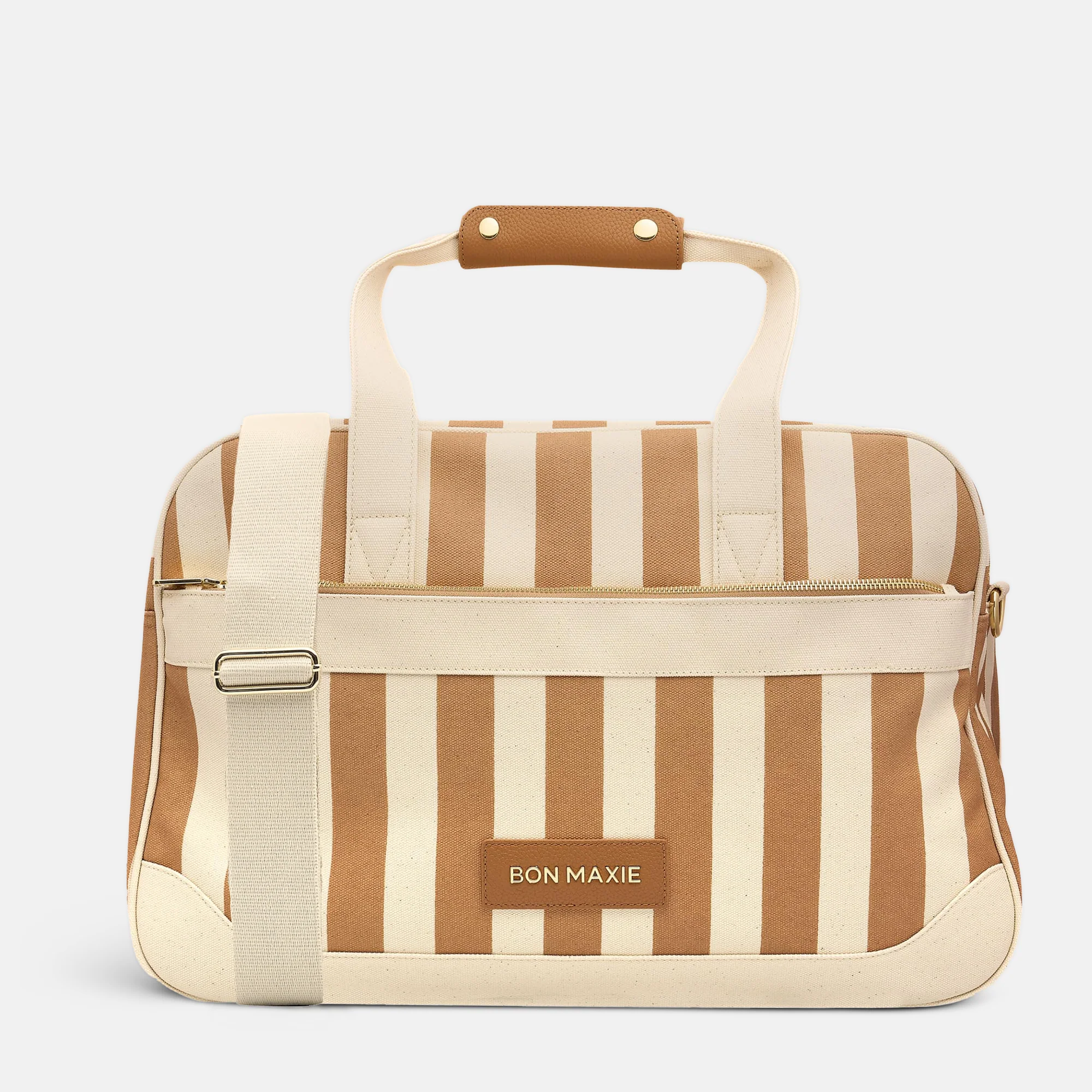 Bon Voyage Weekender Bag -- Tan Stripe Canvas