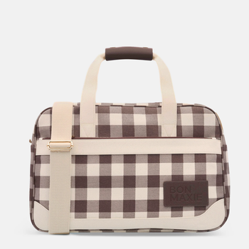 Bon Voyage Weekender Bag in coated canvas + leather - Chocolate Gingham