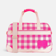 Bon Voyage Weekender Bag in coated canvas + leather - Neon Pink Gingham