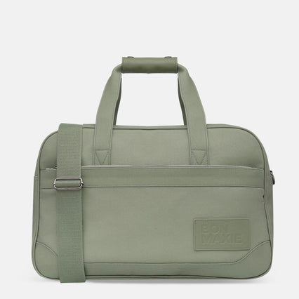 Bon Voyage Weekender Bag in coated canvas + leather - Sage