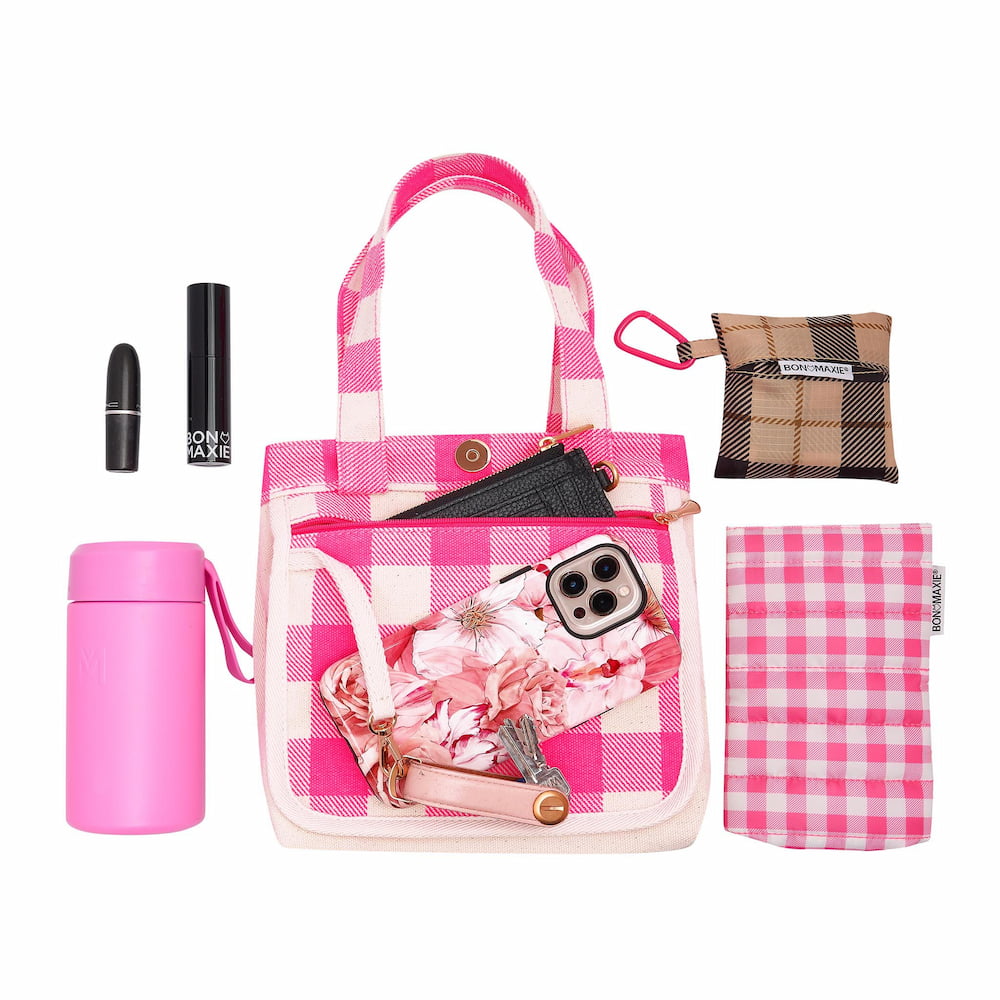 Bonnie Tote Bag Neon Pink Gingham