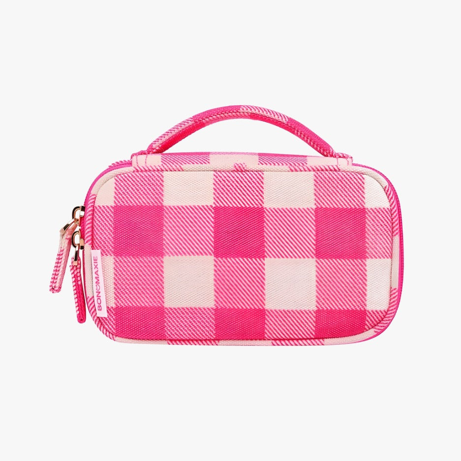 Handy Case With Handle - Neon Pink Gingham