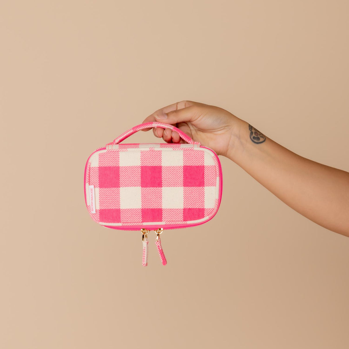 Handy Case With Handle - Neon Pink Gingham