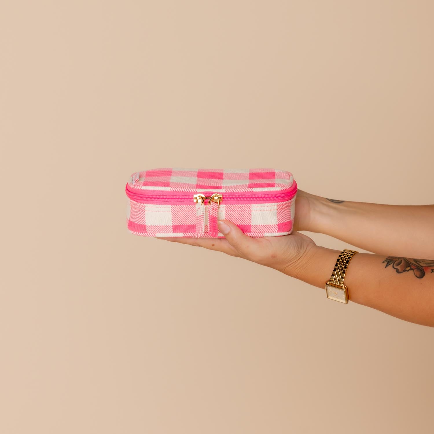 Pink Canvas Case with Handle - Bag Organisers - BON MAXIE