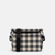 Nappy Bag/Pram Caddy Hybrid in coated canvas - Black Gingham