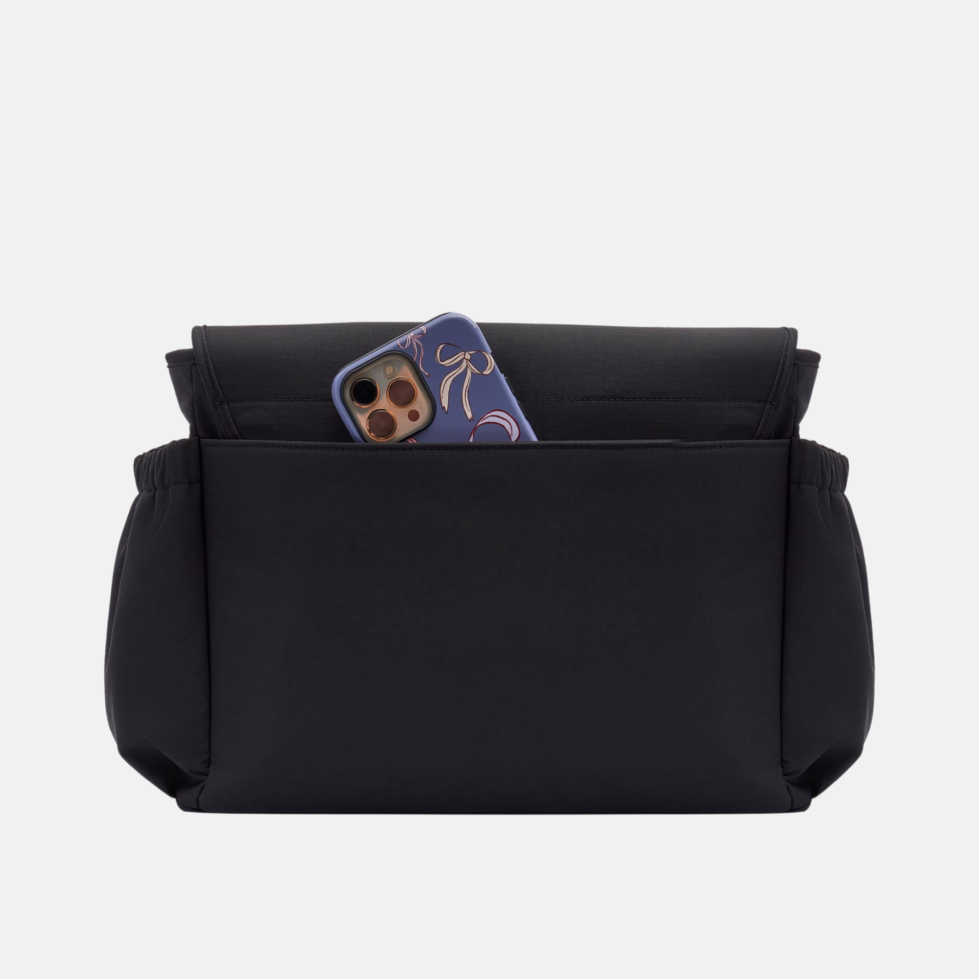 Nappy Bag/Pram Caddy Hybrid in washed nylon - Black