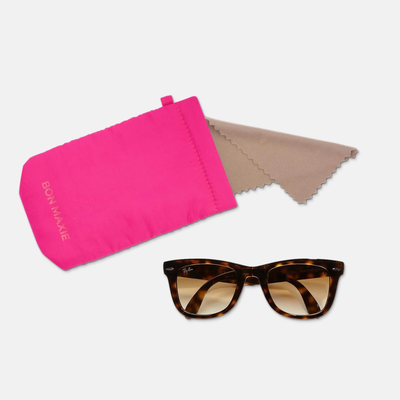 Easy-Squeezy Glasses Case with built-in lens cloth - Neon Pink