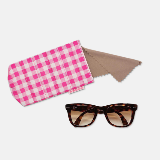 Easy-Squeezy Glasses Case with built-in lens cloth -- Pink Gingham