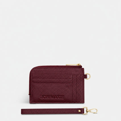 Mini Wallet - Burgundy Pebbled Leather