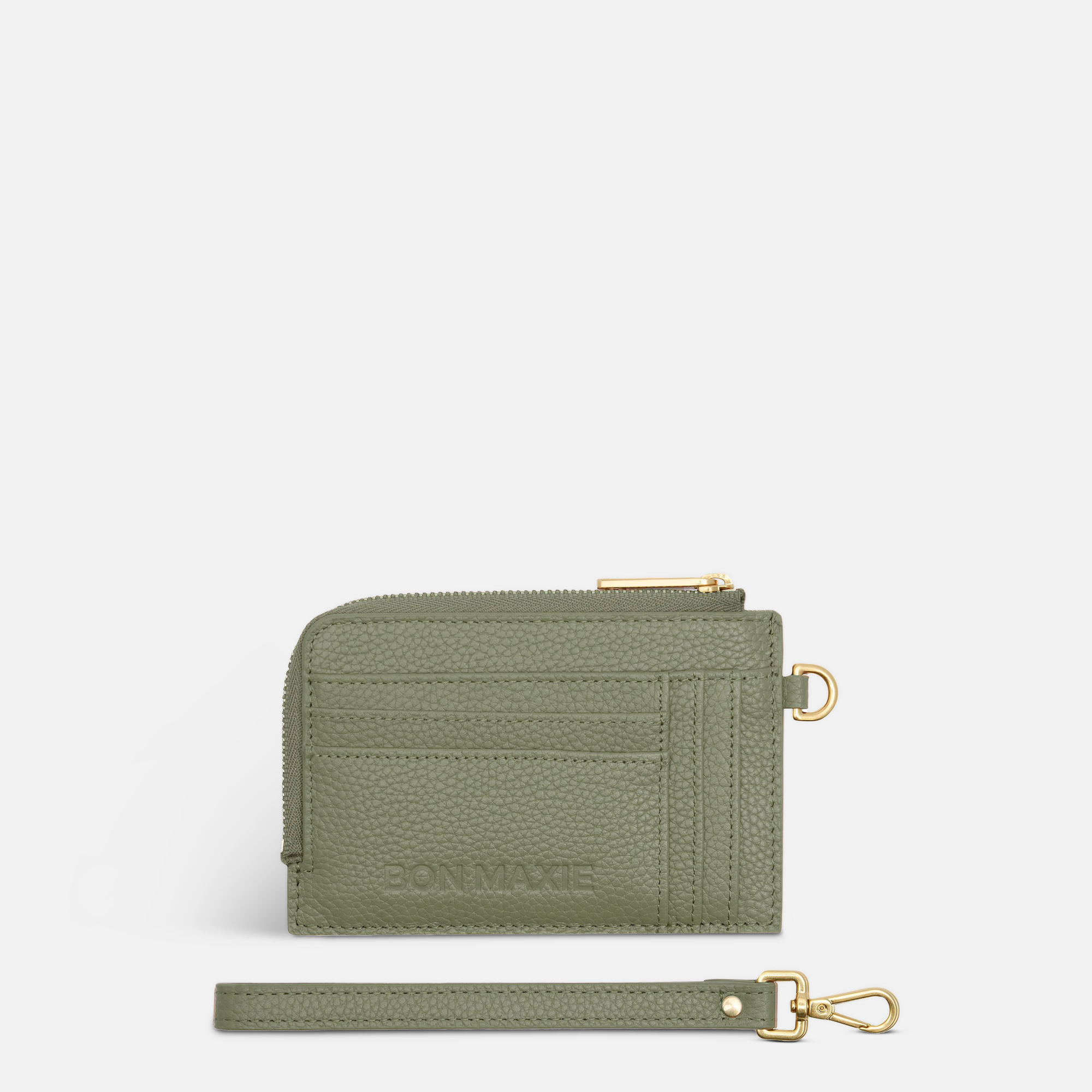 Everyday Mini Wallet in pebbled leather - Sage