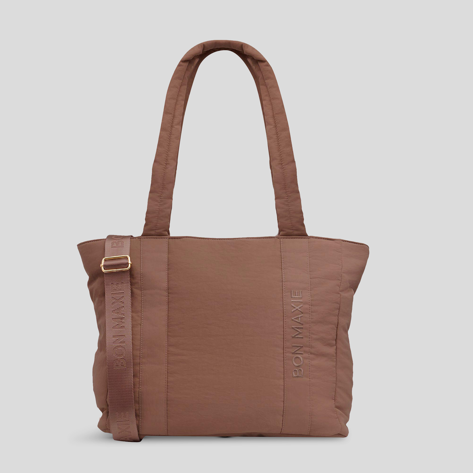 Everyday Tote Bag in washed technical nylon -- Chocolate
