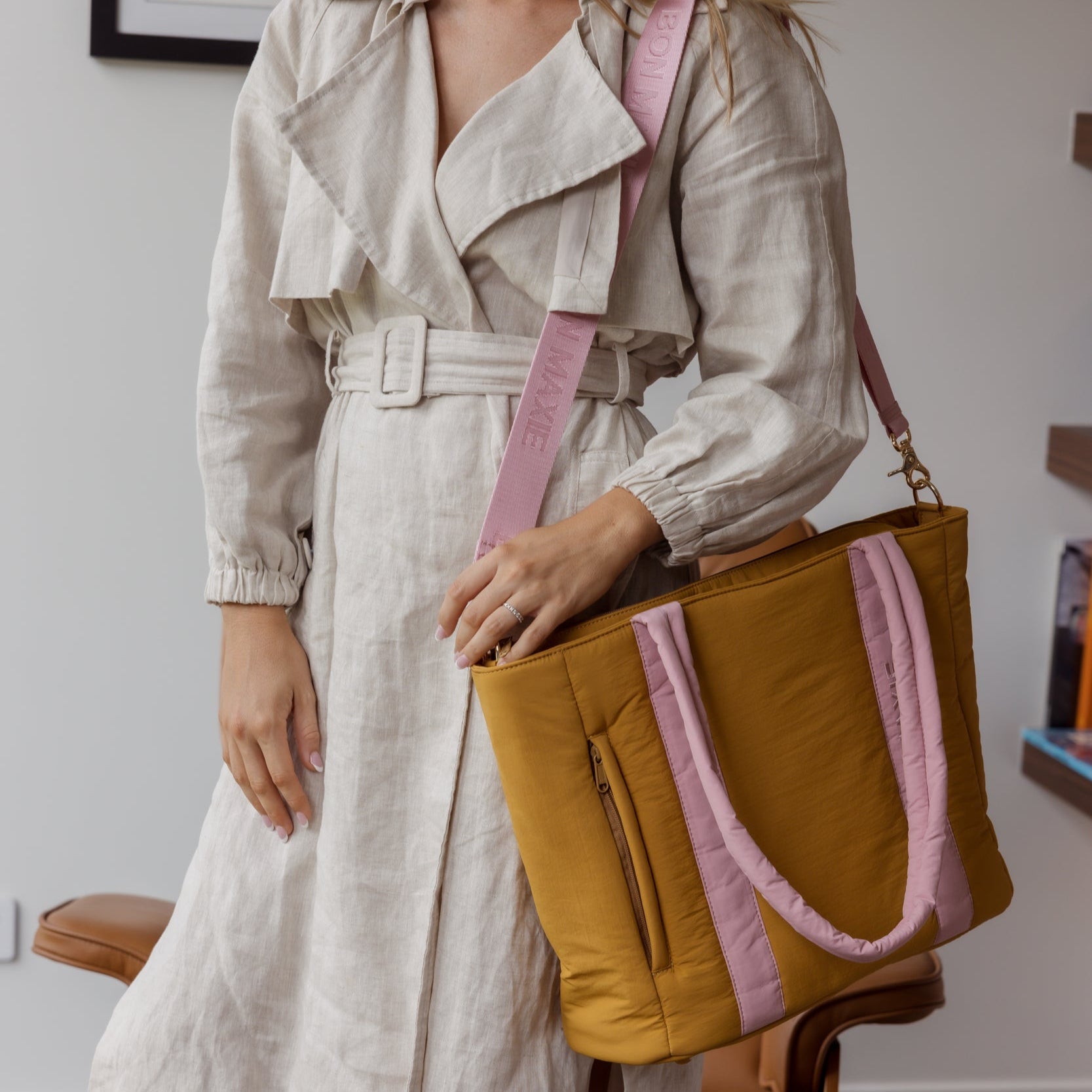 Everyday Tote Bag -- Pink/Mustard