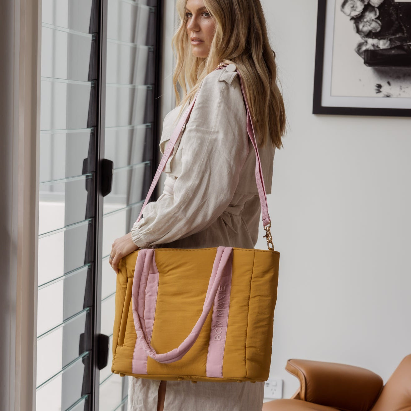 Everyday Tote Bag -- Pink/Mustard