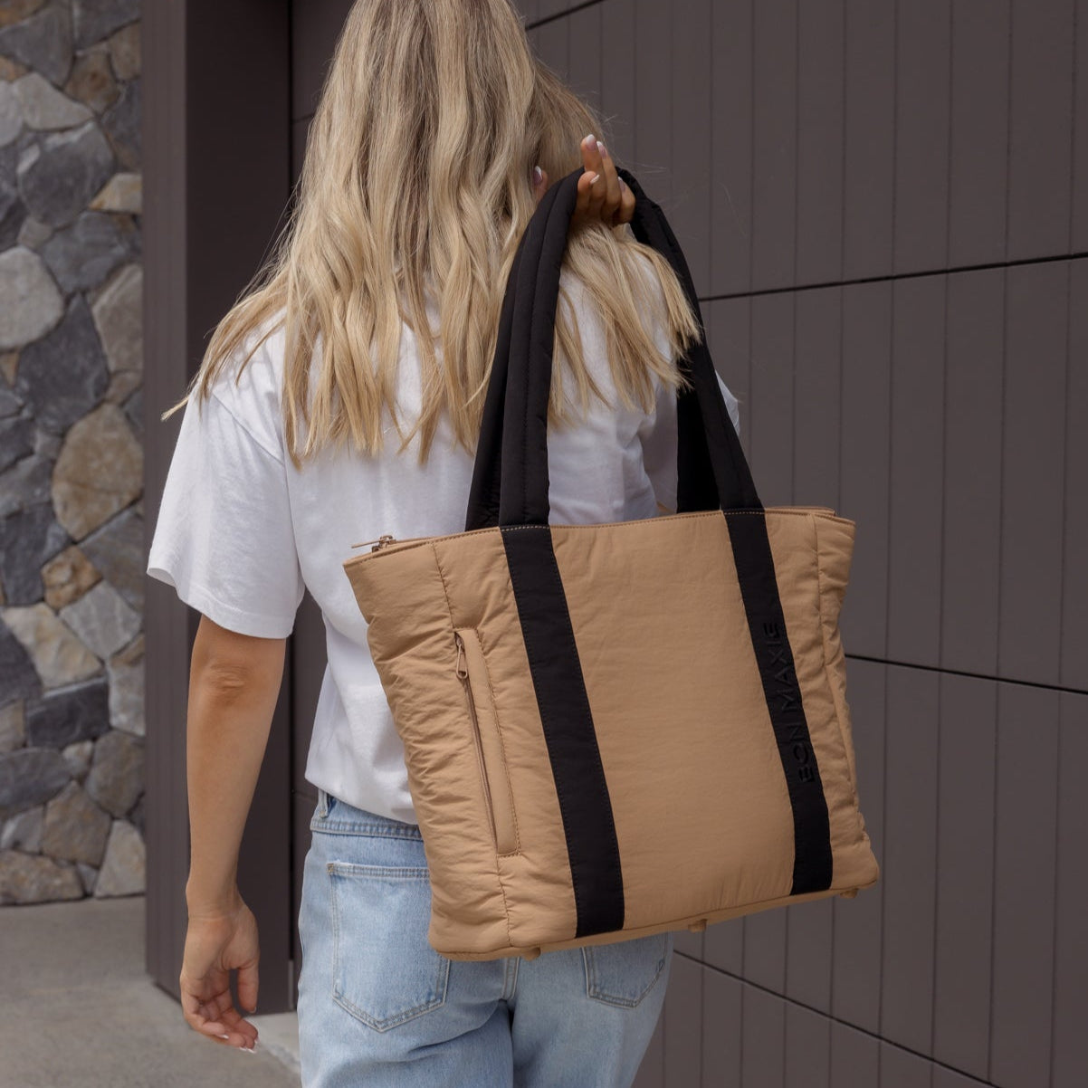 Everyday Tote Bag -- Tan/Black