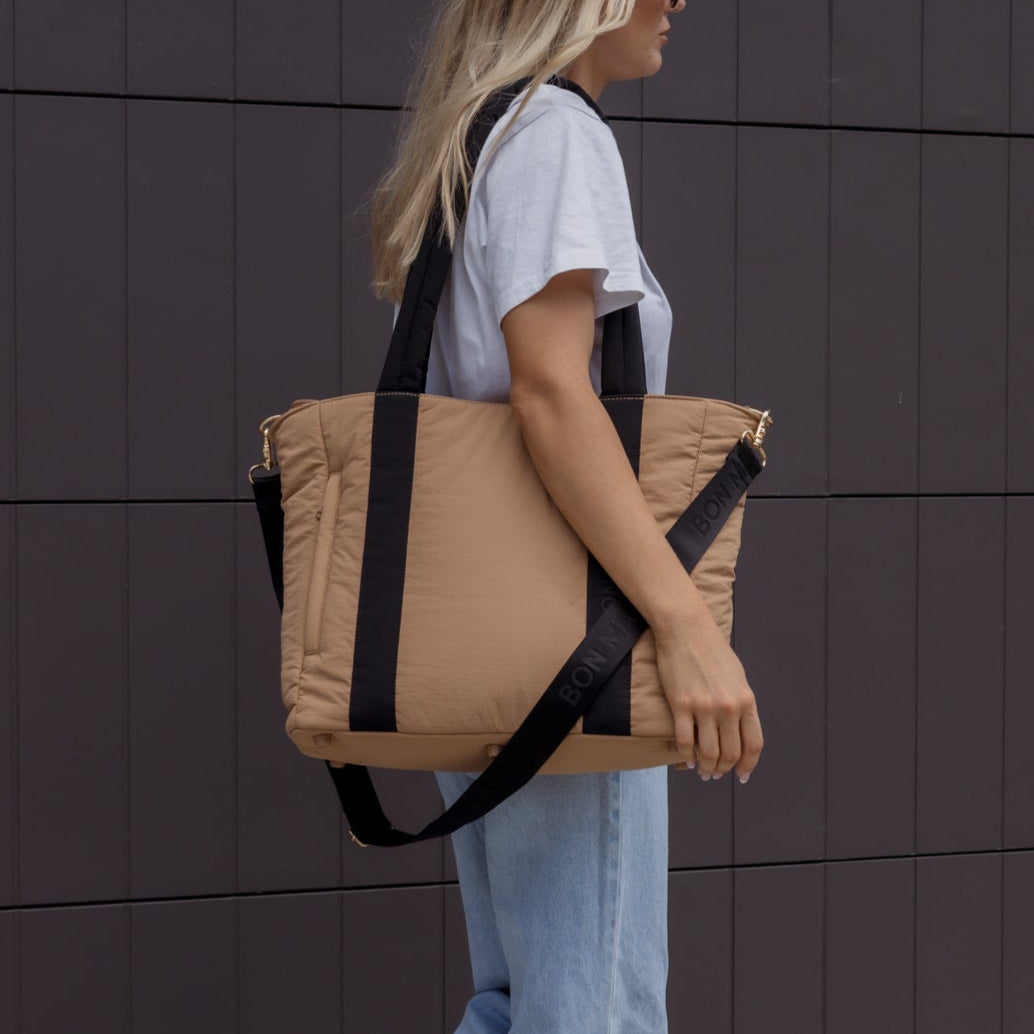 Everyday Tote Bag -- Tan/Black