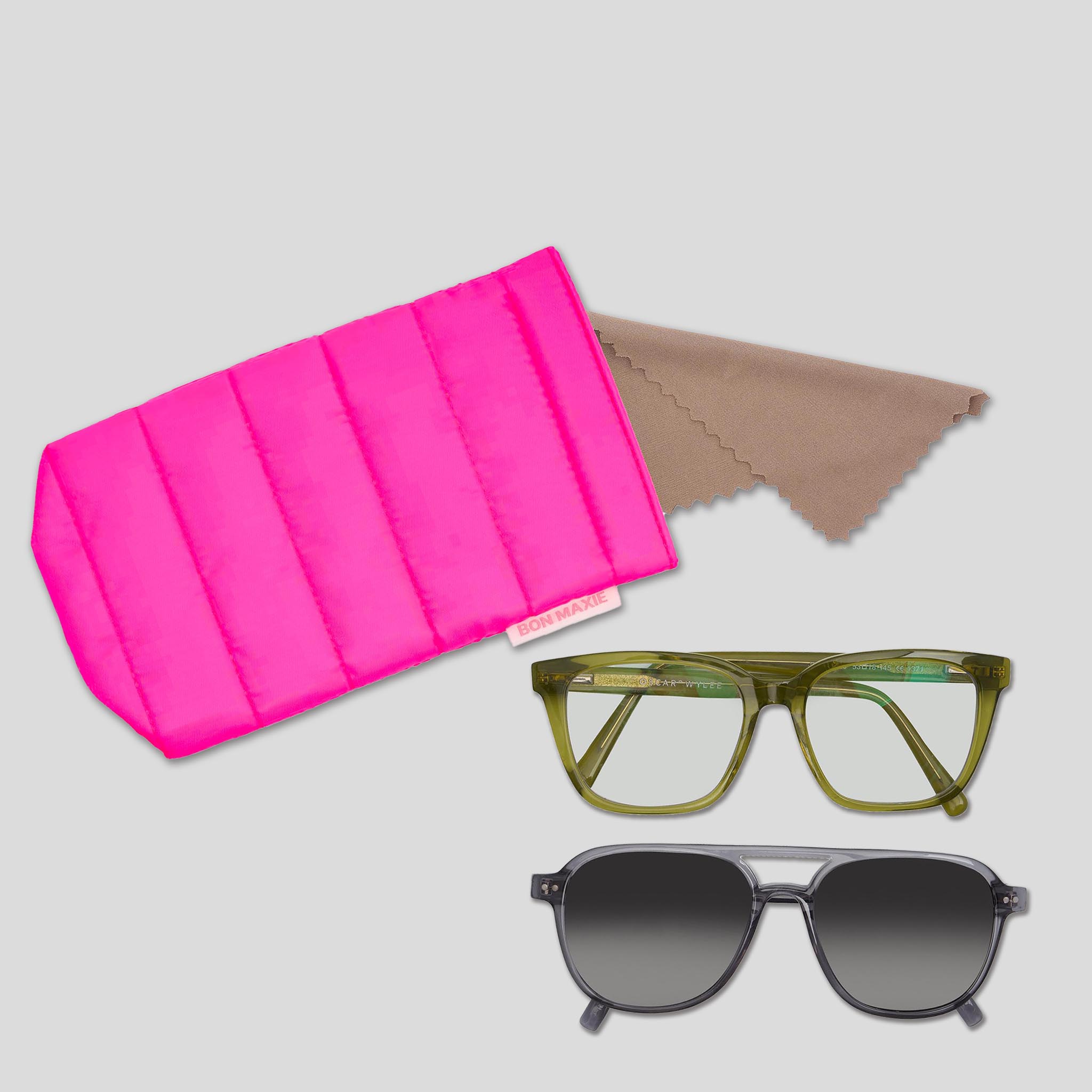 Double Easy-Squeezy Glasses Case -- Neon Pink