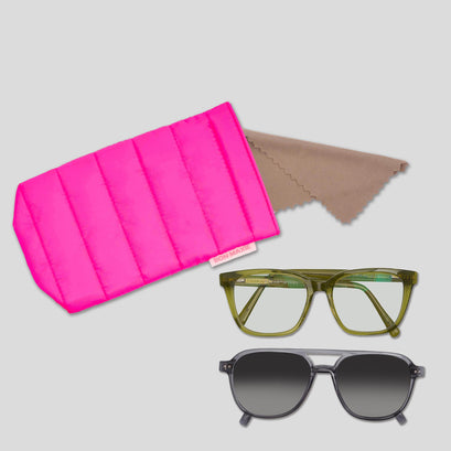Double Easy-Squeezy Glasses Case -- Neon Pink